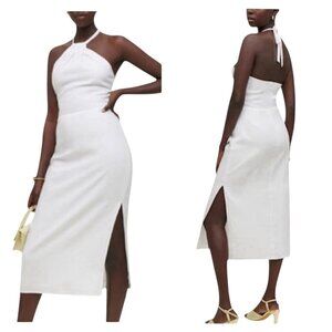 Reformation Santino Dress White Linen Halter Midi NWT Size 12